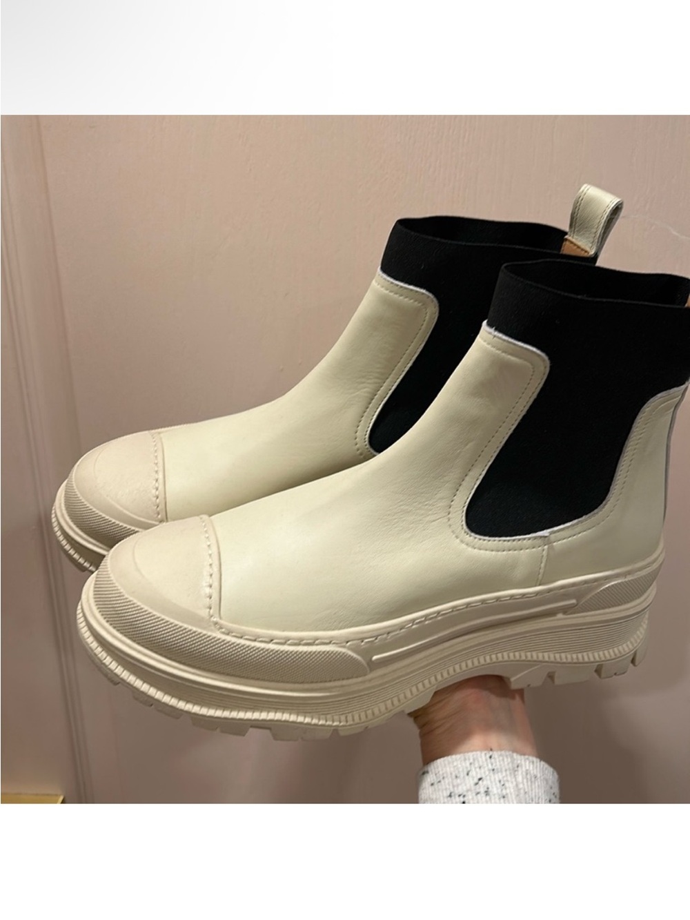 Brand New Flattered Cream and Black Chelsea Boot size 39